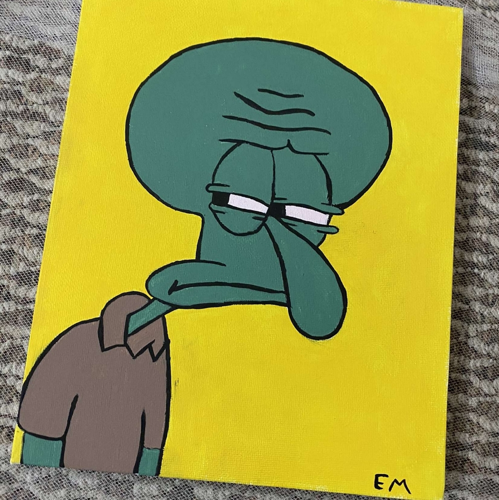2/$20 Grumpy Squidward painting